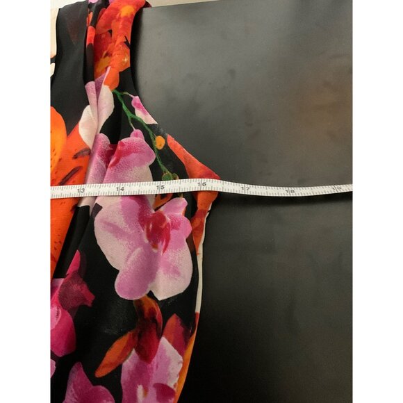 ELIZA J. Pleated Seeveless Floral Belted Maxi Dress Pink/Orange size 8 - Picture 6 of 9